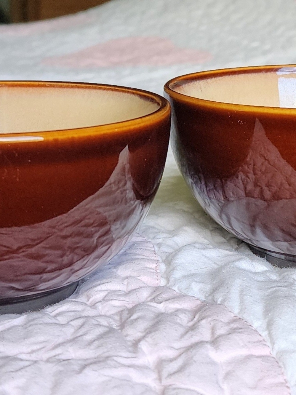Brown Glazed Ceramic Bowls - Set of 2
